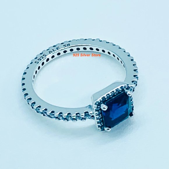 Pandora Silver 925 Blue Timeless Elegance Ring 198863C02 - Picture 3 of 4